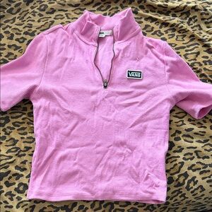 Vans Pink Ribbed Half-Zip Top